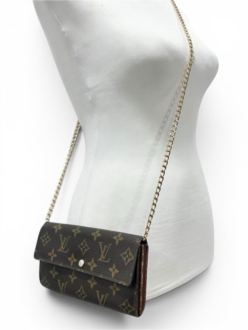 Louis Vuitton Sarah Monogram Leather Long Wallet on Chain